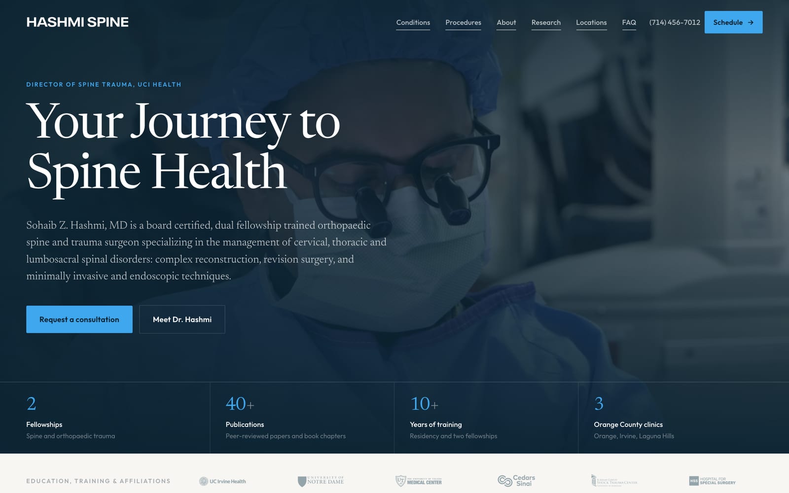 Hashmi Spine website by Surgeon Site