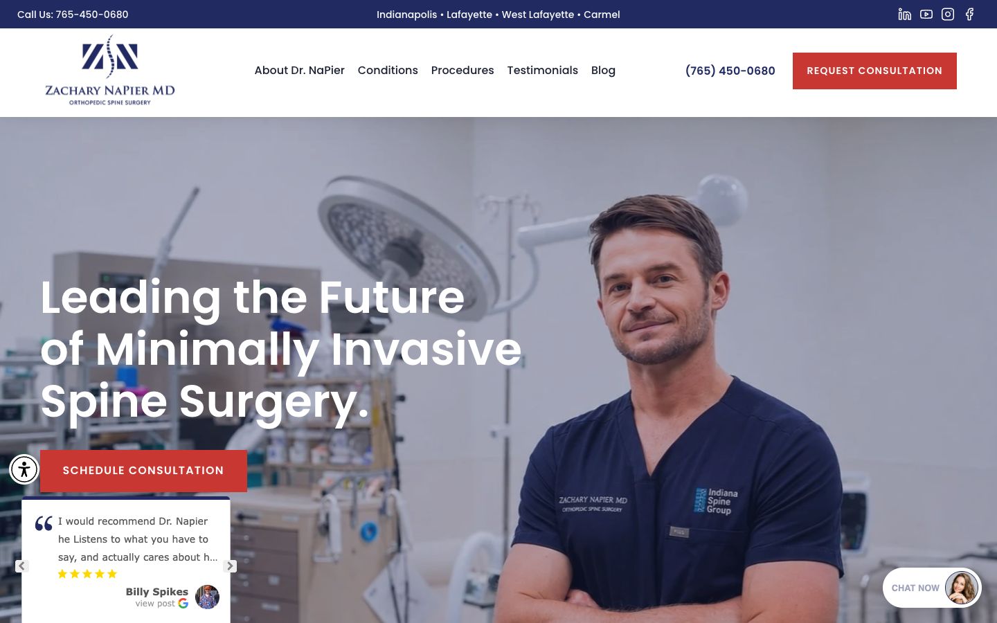 Napier Spine website by Surgeon Site