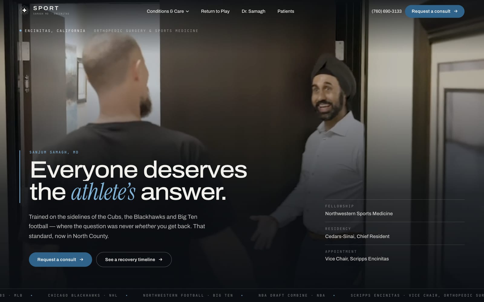 SPORT Ortho website by Surgeon Site